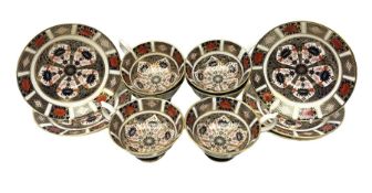 Royal Crown Derby 1128 pattern set of six cups and saucers; date codes for 1978-1980; cups with scra