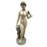 Royal Copenhagen 'Helena' figure modelled as a nude girl holding hand mirror