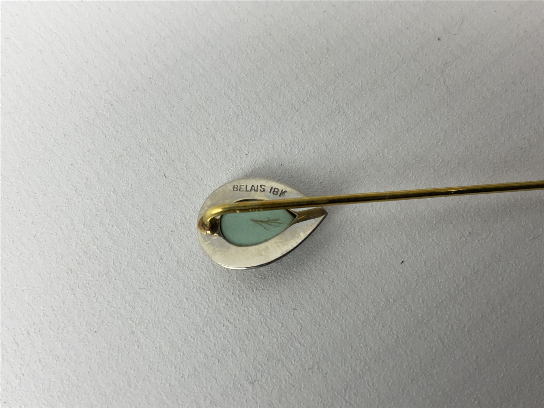 Gold pear shaped turquoise stick pin - Image 3 of 5