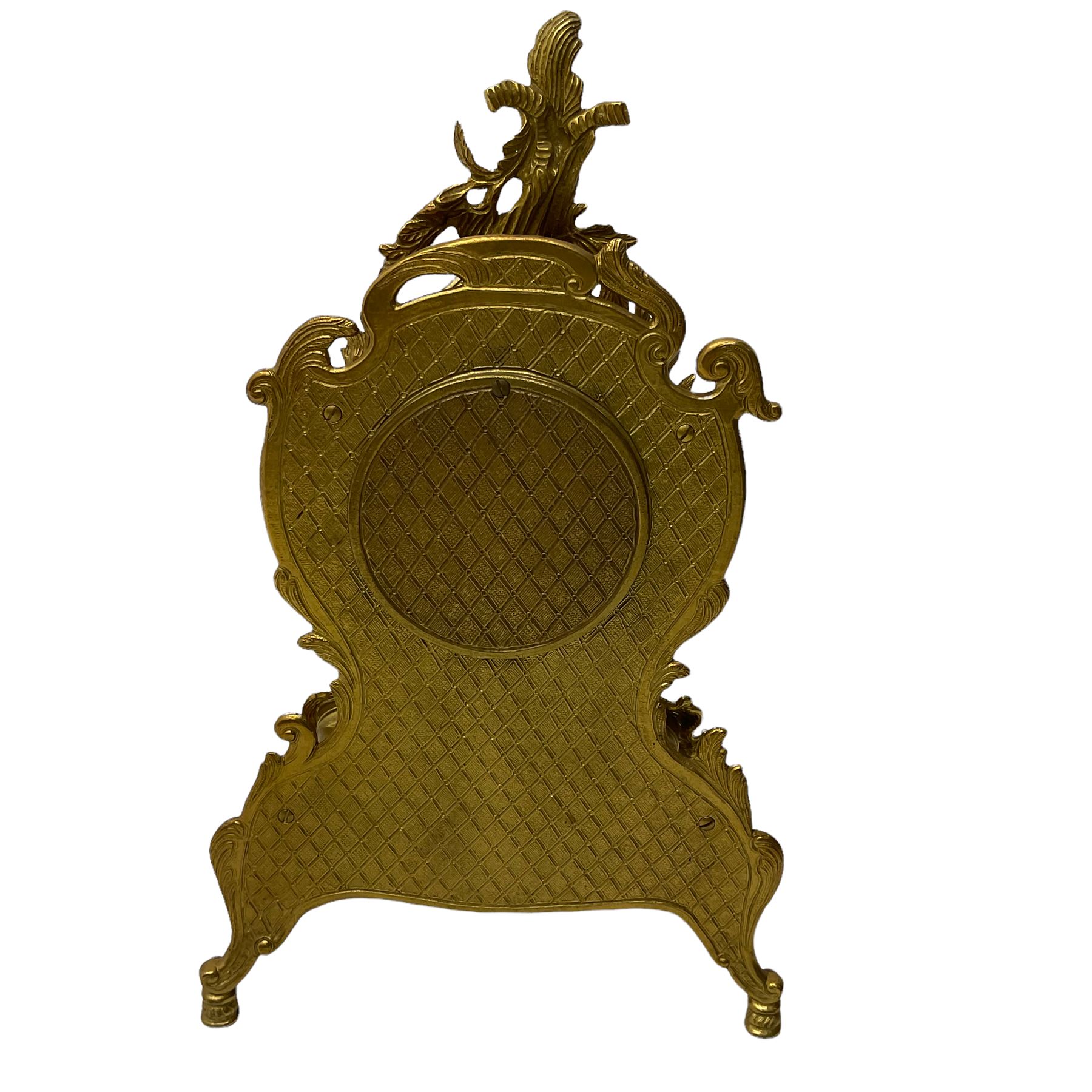 A 20th century Italian striking mantle clock in a brass case in the late 18th century Rocco style - Image 3 of 3