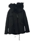 Posh Poms black raccoon fur collar parka coat lined with fur