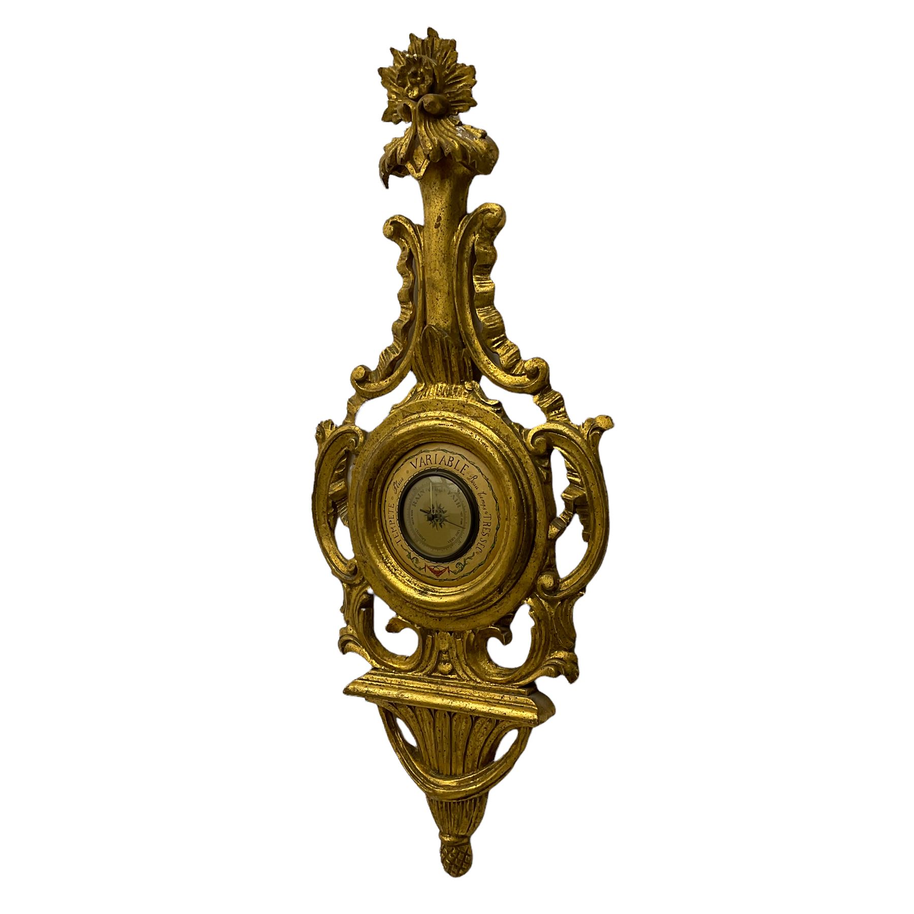 A 20th century Italian barometer in a carved gilt wood case in the late 18th century rococo style - Image 2 of 4