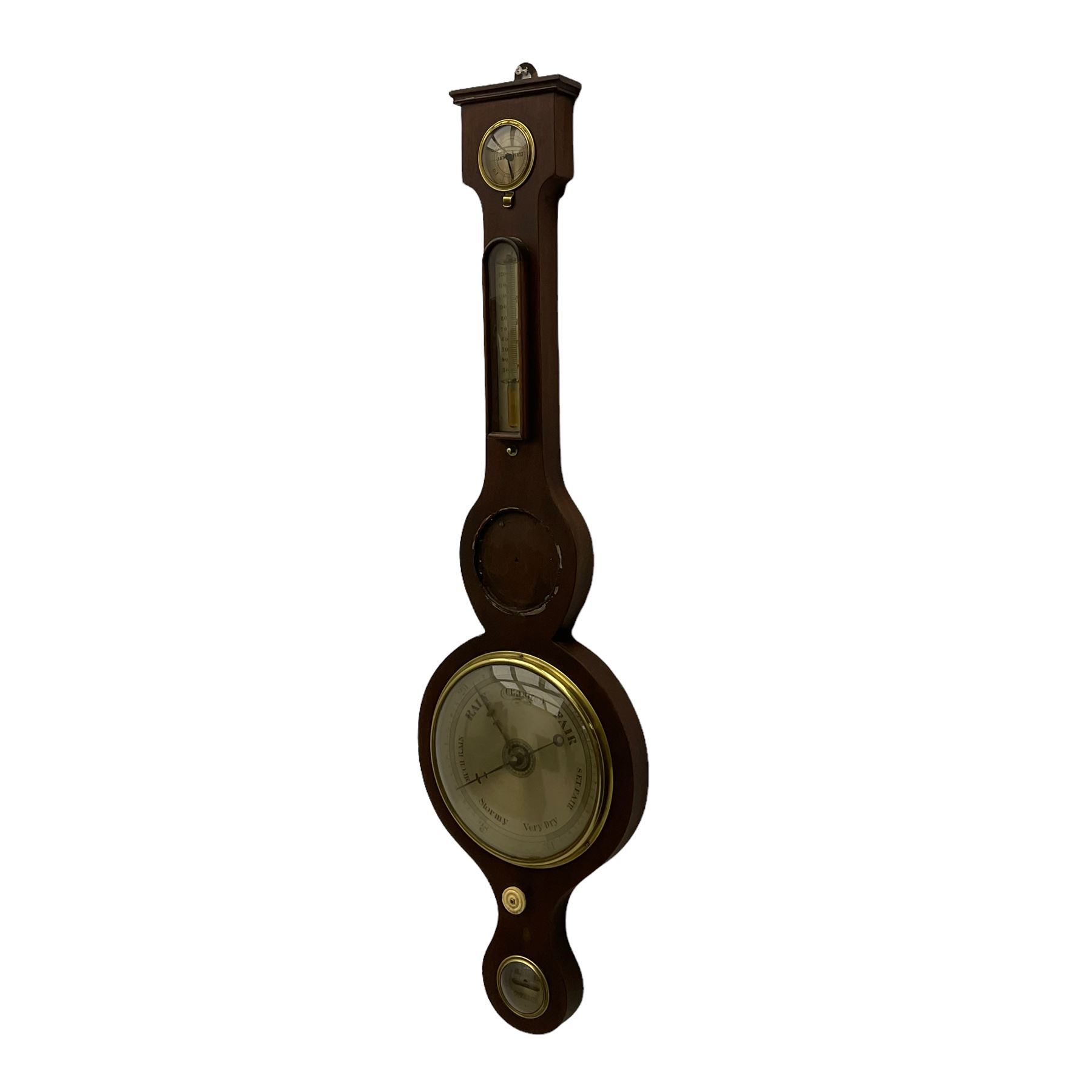 A Victorian mahogany wheel barometer with a mercury cistern - Image 2 of 5