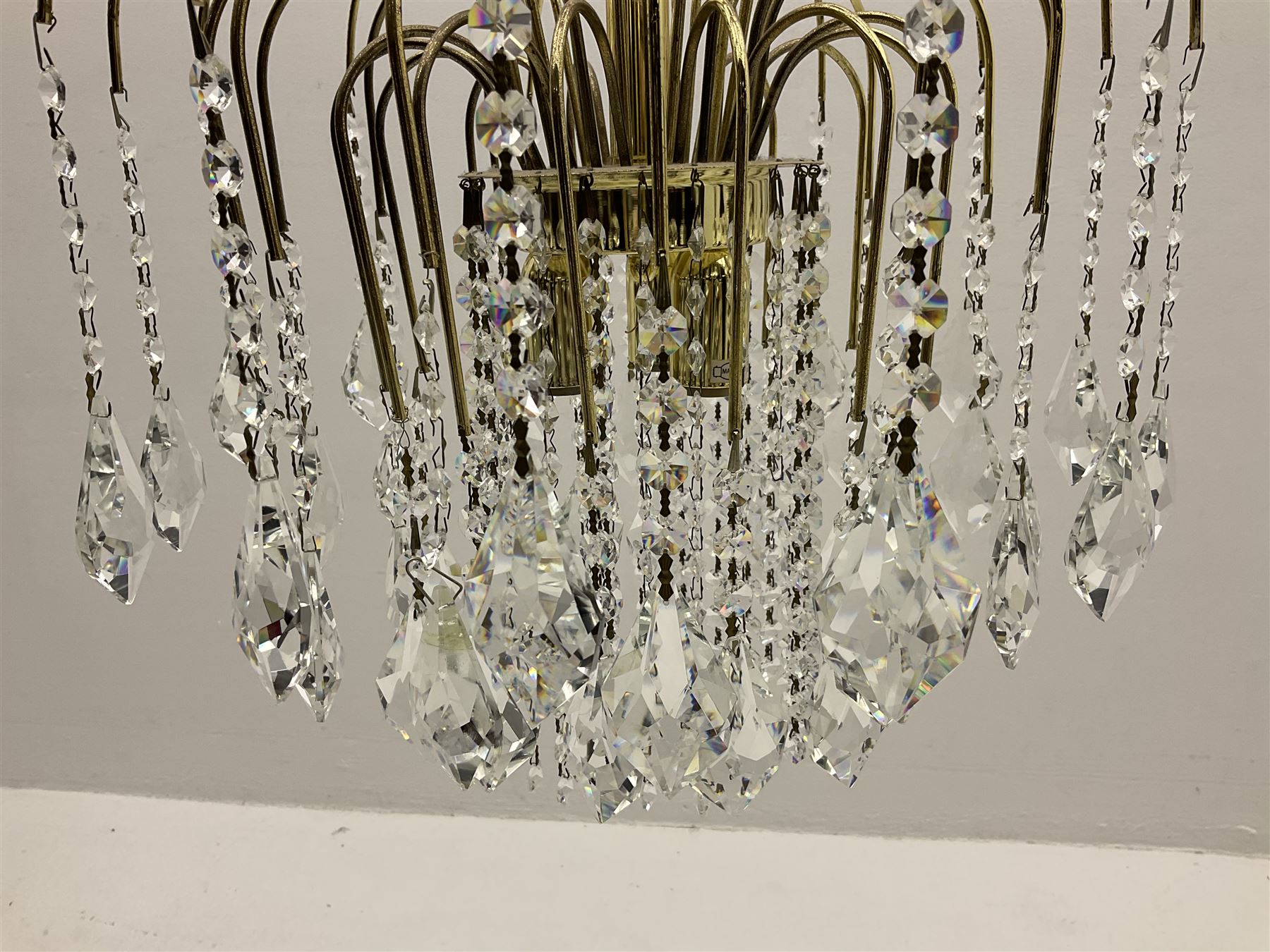 1970s Italian Murano waterfall gilt chandelier - Image 4 of 5