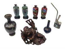 Six cloisonn� vases