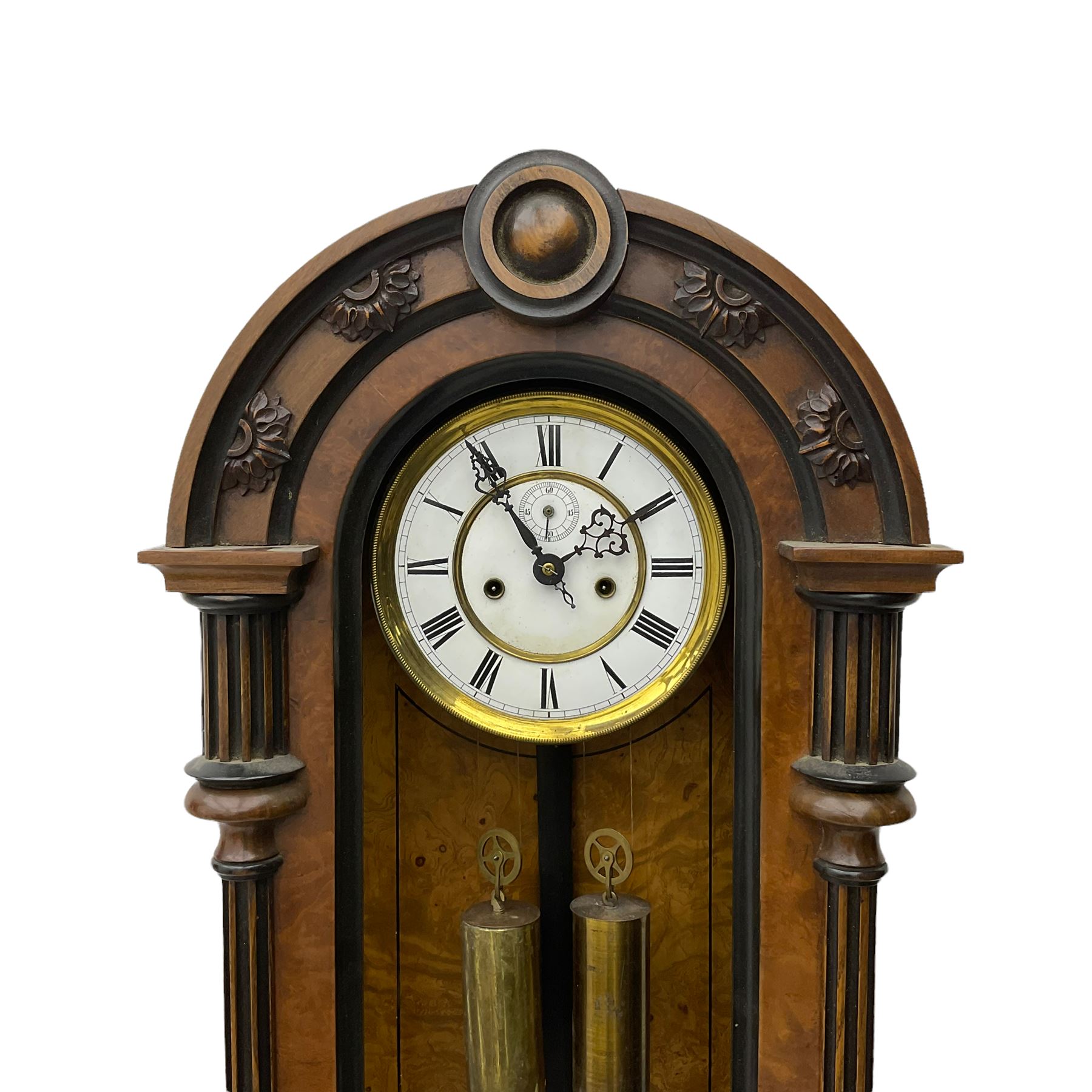 A late 19th century German �Vienna� regulator in a round topped case with a fully glazed door (glass - Image 3 of 4