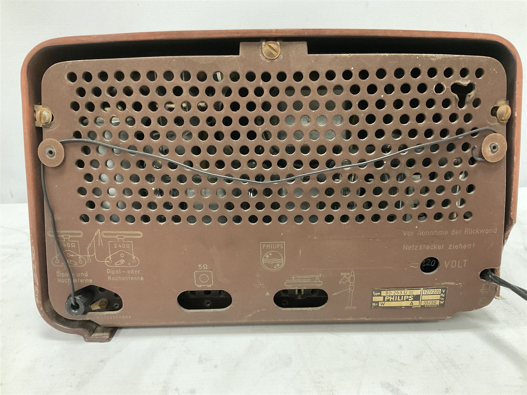 Five mid 20th Century radios comprising PYE model P31MBQ in blue faux crocodile skin case - Image 4 of 5