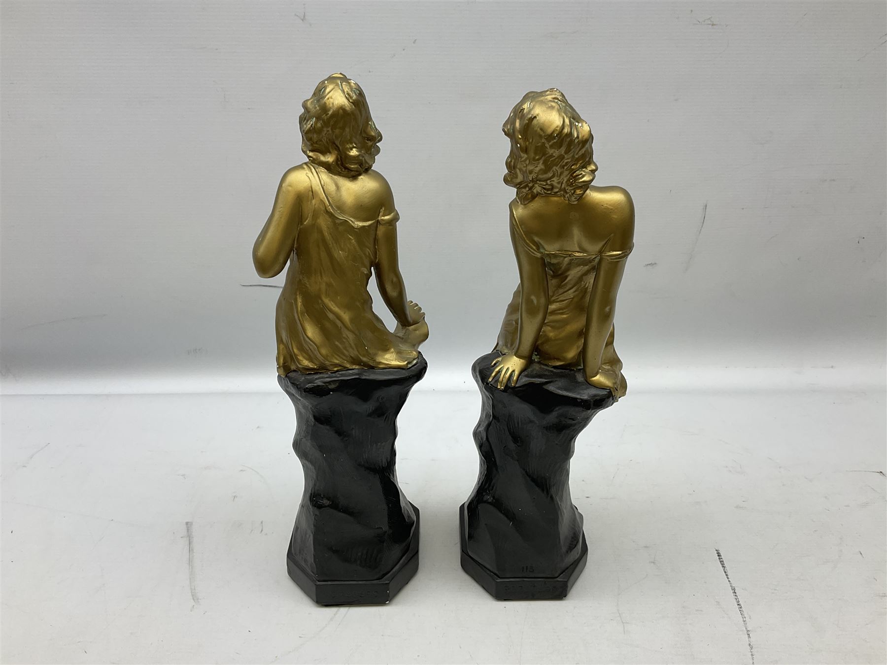 Pair of Art deco period plaster figures - Image 5 of 7