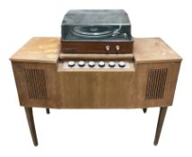 Mid Century His Master's Voice teak record player cabinet with Garrard turntable