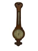 Late-19th century oak cased wheel barometer