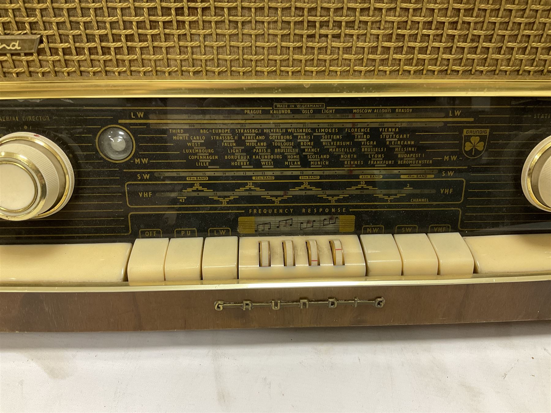 Three mid 20th century radios comprising 1950s Grundig wood cased valve radio model 3028/GB - Image 2 of 6