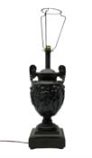 Neo classical style black painted twin handled lamp