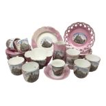 Group of 19th Century pink lustre souvenir wares