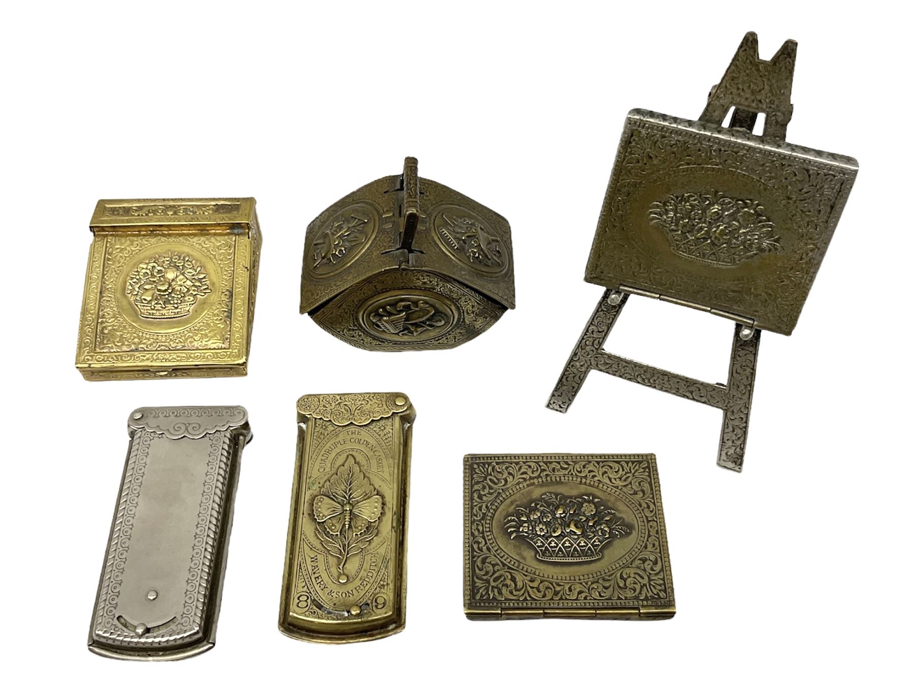 Collection of Victorian W Avery & Son brass and metal needle cases