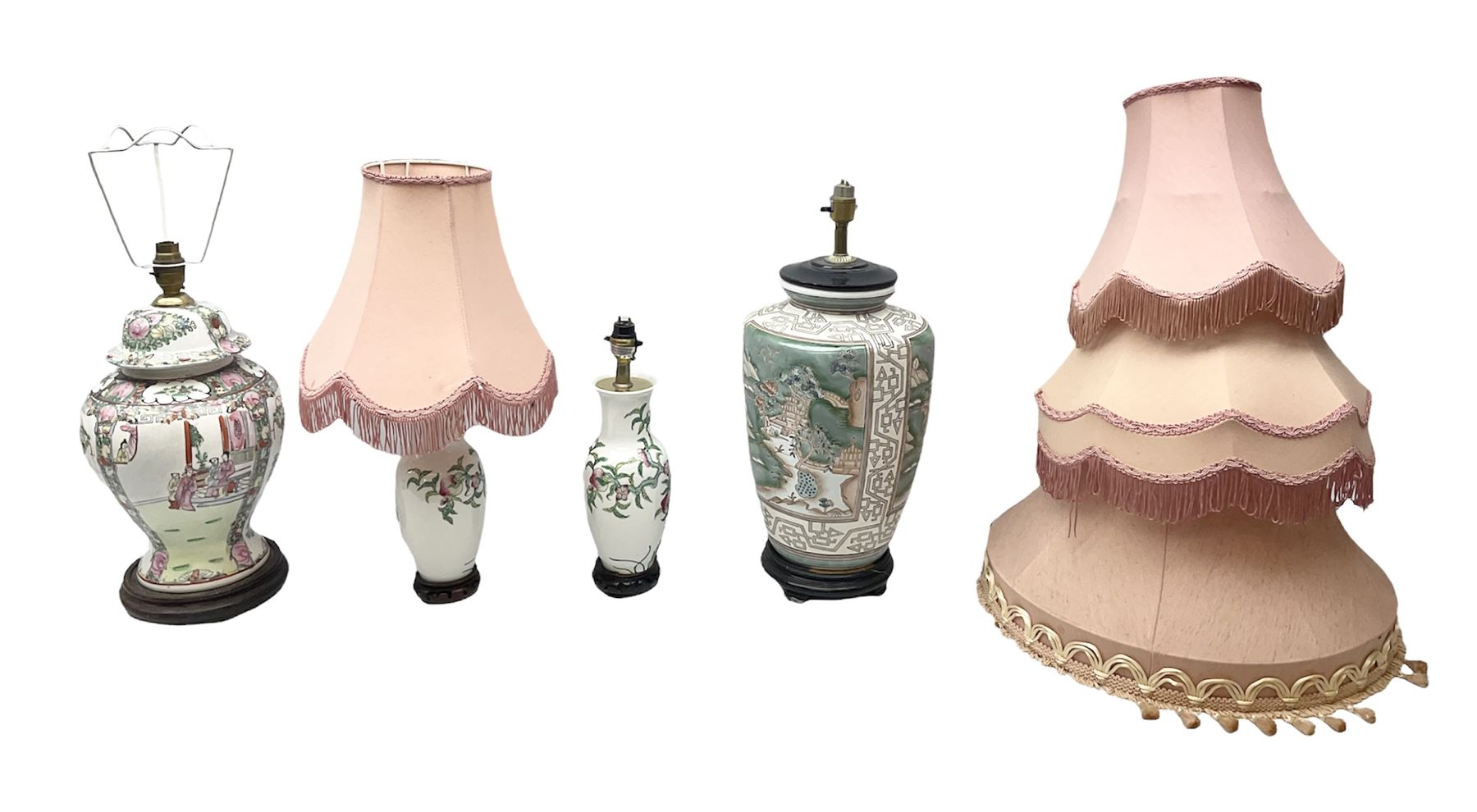 Four Oriental ceramic table lamps
