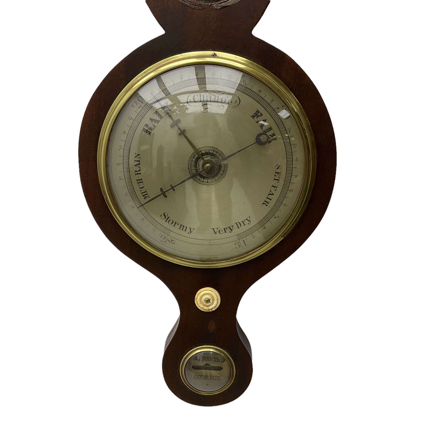 A Victorian mahogany wheel barometer with a mercury cistern - Image 3 of 5