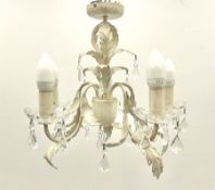 Single five branched chandelier with leaf and droplets detail H39cm