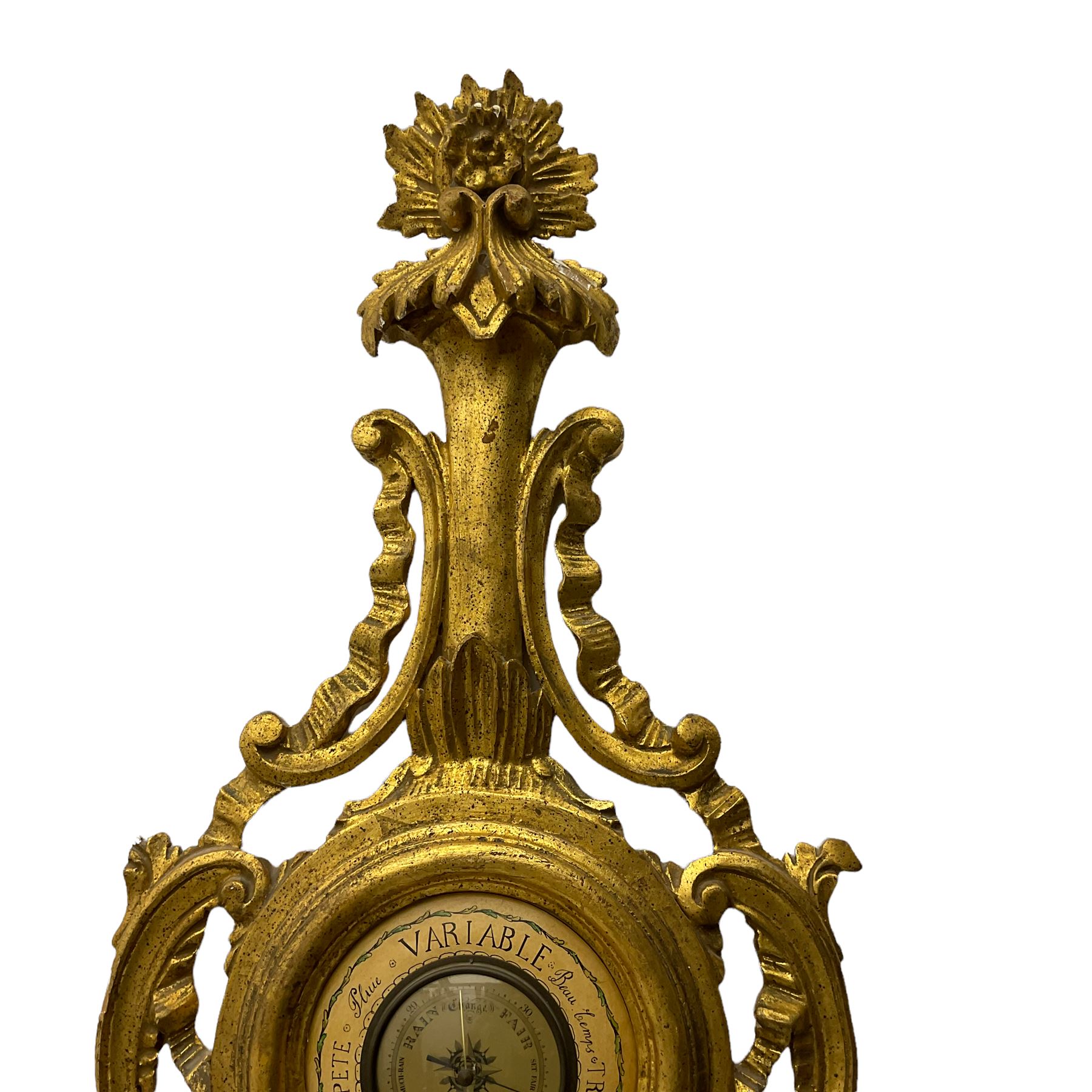 A 20th century Italian barometer in a carved gilt wood case in the late 18th century rococo style - Image 4 of 4