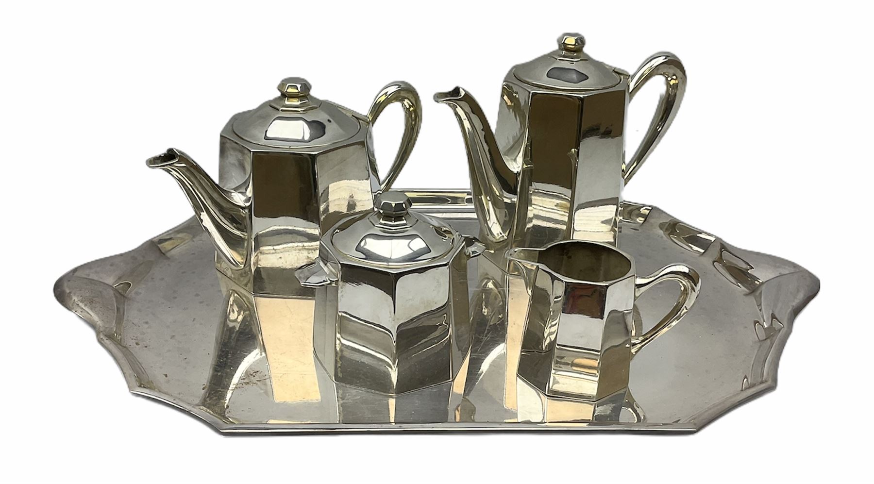French Ercuis silver plated Art Deco tea and coffee service