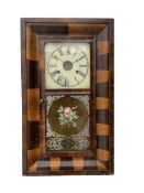 An American Ogee shelf clock in a contrasting mahogany veneered case