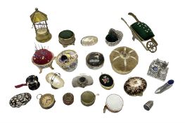 Collection of 19th century and later sewing accessories to include tape measure with cherub decorati