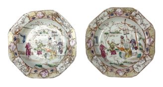 Two 19th century Chinese dishes with painted polychrome decoration