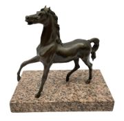 Patinated bronze model of a Horse with a rectangular marble base