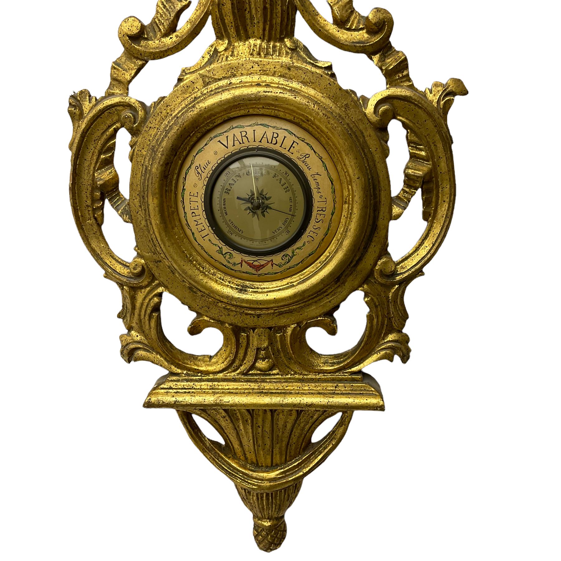 A 20th century Italian barometer in a carved gilt wood case in the late 18th century rococo style - Image 3 of 4