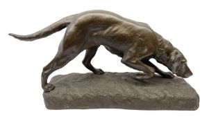 After Georges Gardet 1863-1939: A bronze effect study of a dog hunting