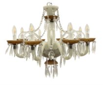 Eight branch milk glass chandelier