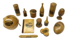 Collection of Mauchline ware relating to sewing