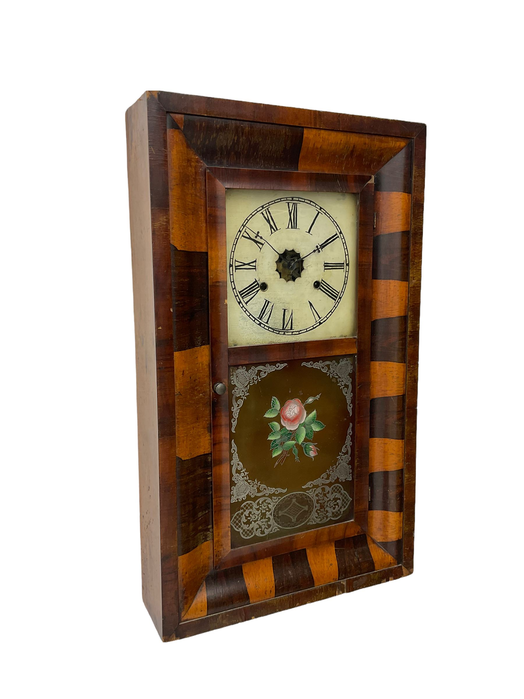An American Ogee shelf clock in a contrasting mahogany veneered case - Image 2 of 4