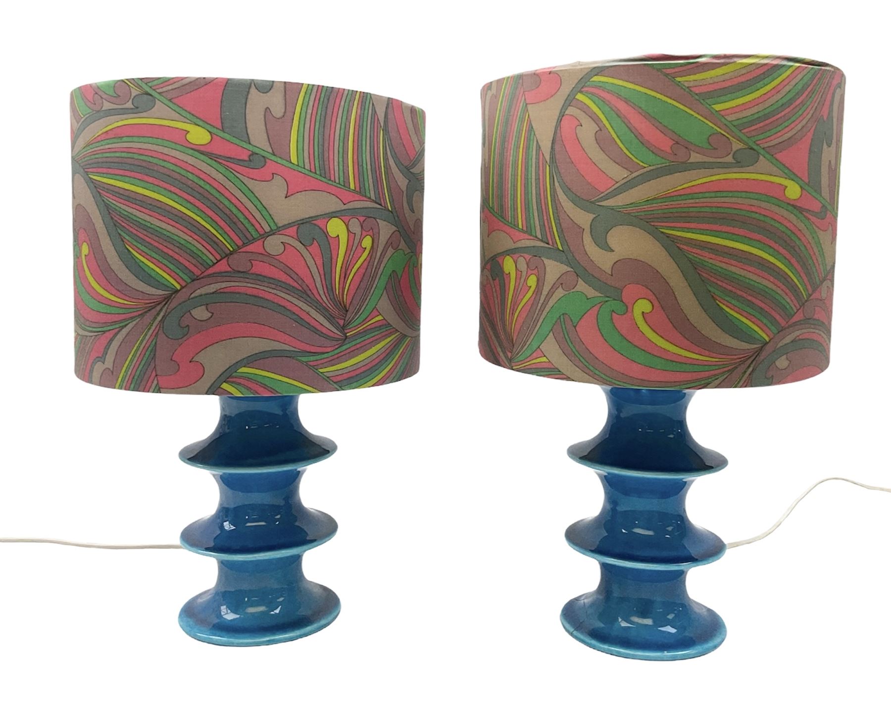 Pair of mid-20th century Swedish blue table lamps