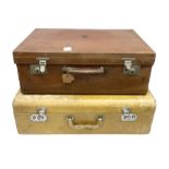 Vintage leather traveling case with monogram to cover