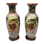 Pair of Oriental floor vases of baluster form