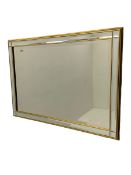 Rectangular gilt and beveled mirror framed wall mirror