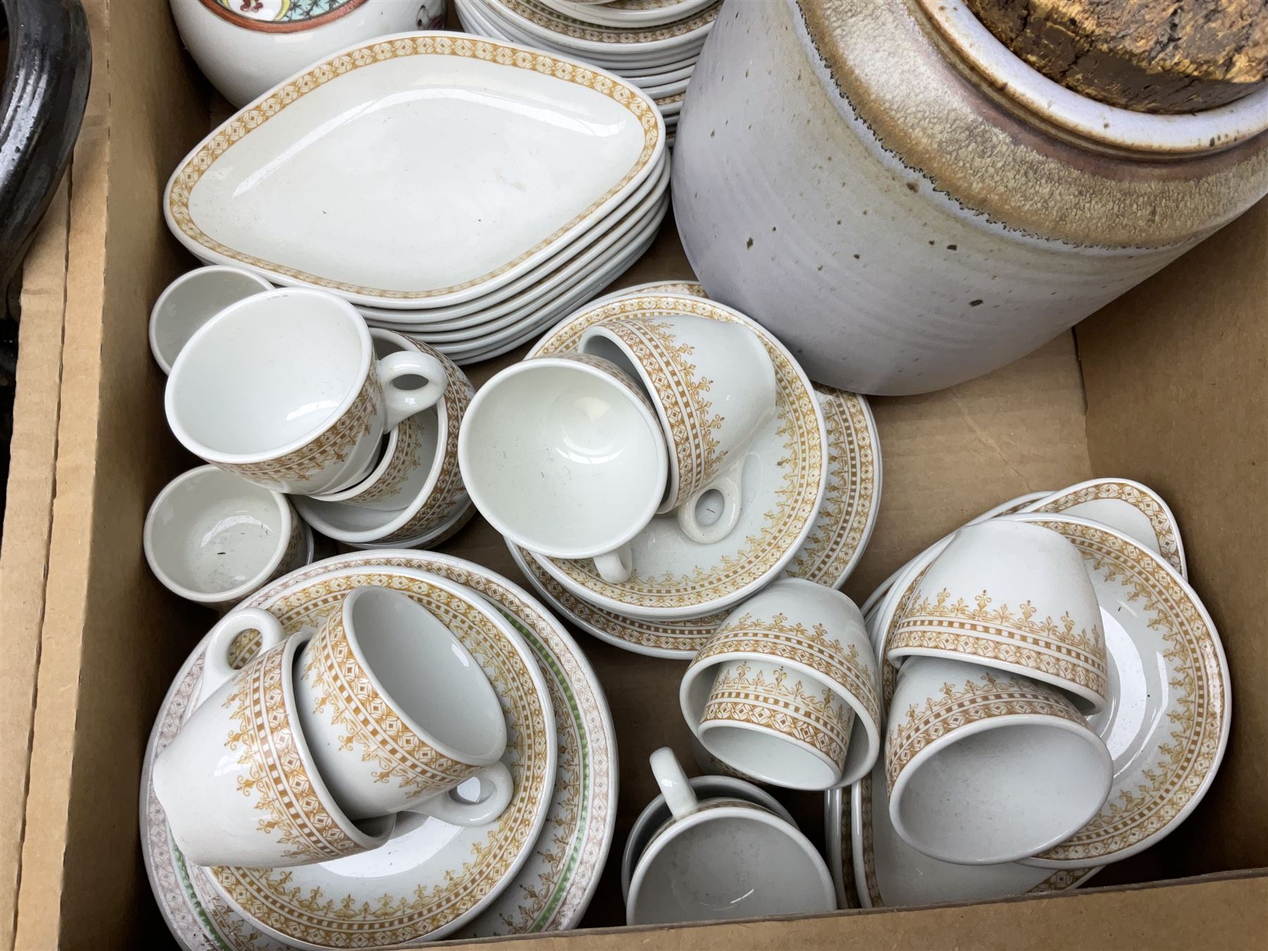 Set of three graduating stoneware jars with cork lids - Image 8 of 11