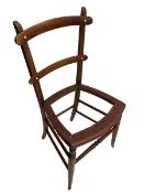 Victorian side chair and two beech frame chairs with cane seats (A/F)