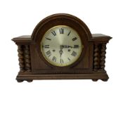 Oak cased Westminster chiming mantle clock