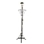 Wrought iron black painted standard lamp