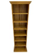 Small solid light oak open bookcase