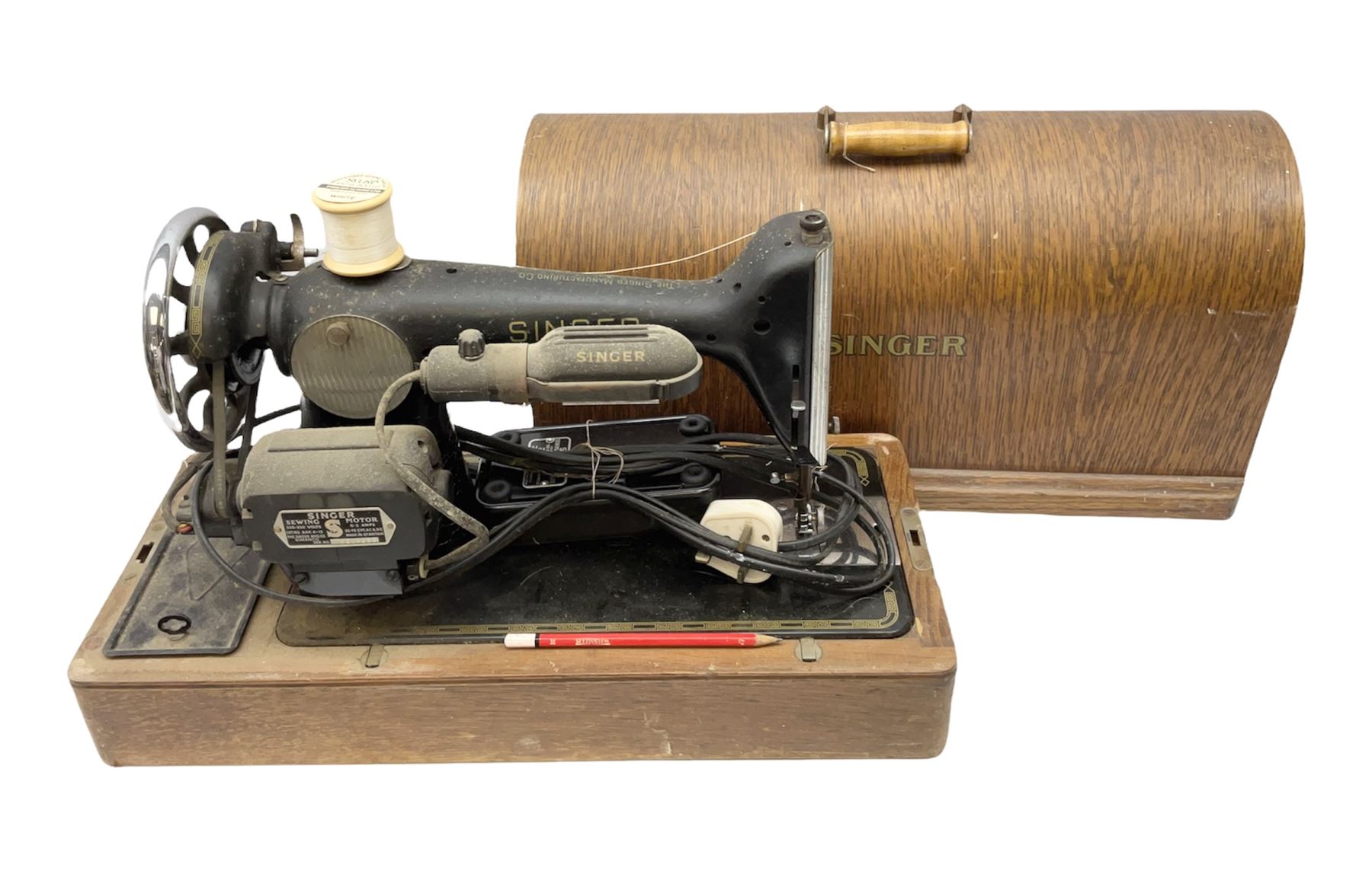 Mahogany cased electric Singer sewing machine