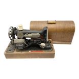 Mahogany cased electric Singer sewing machine