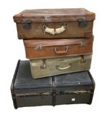 Four vintage suitcases / trunk
