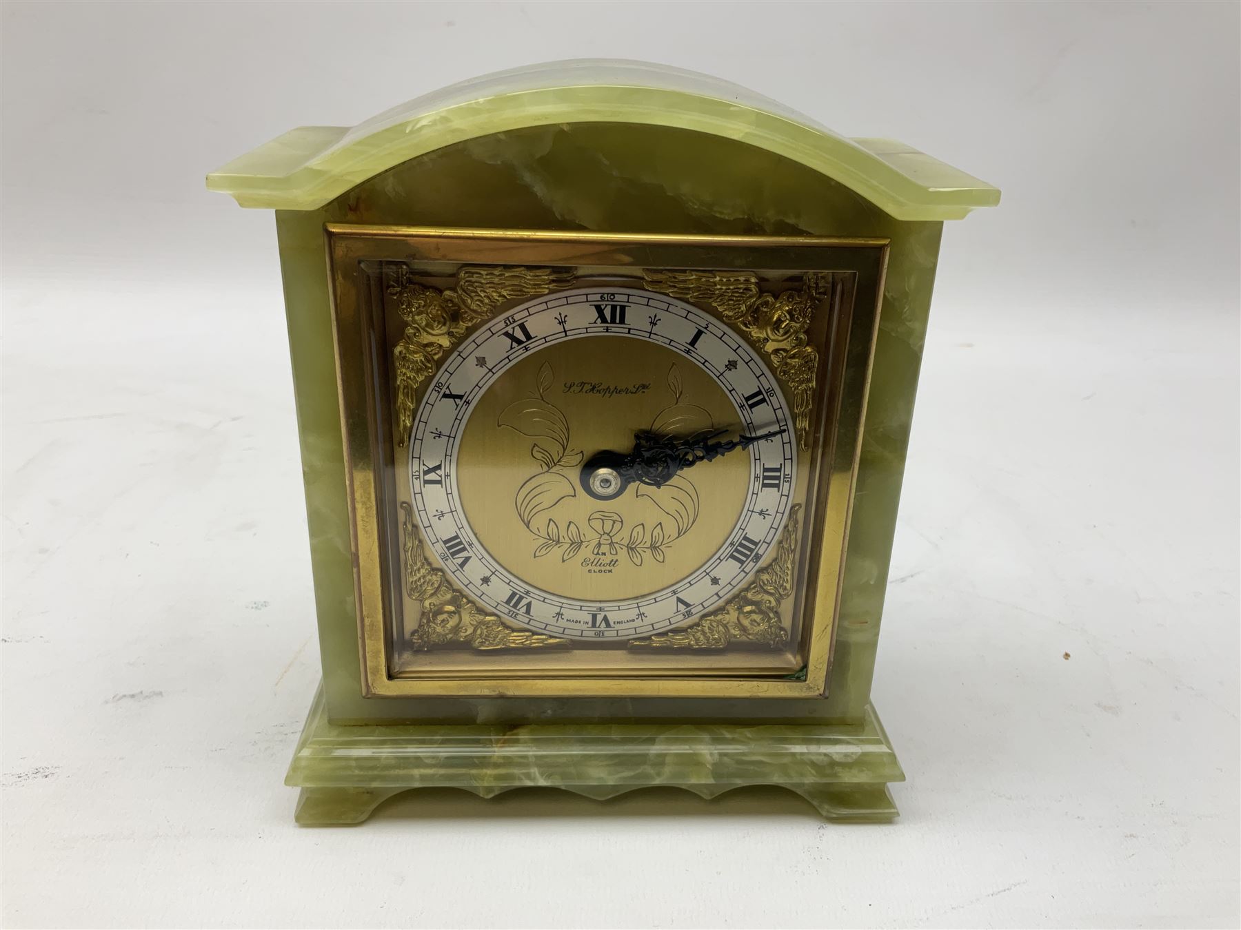 Elliott London green marble mantel clock - Image 3 of 5