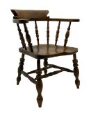 19th century beech smoker's bow armchair