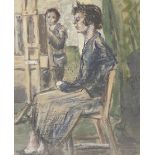 Willie Drecker (Early 20th century): 'Femme Parisienne' the artist at work