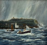 Robert Sheader (British 20th century): Boats Leaving Scarborough Harbour