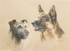 John Naylor (British 1960-): Portrait of Two Dogs