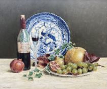 John A Blakey (British 1952-): Still Life of Fruit and Creme de Cassis